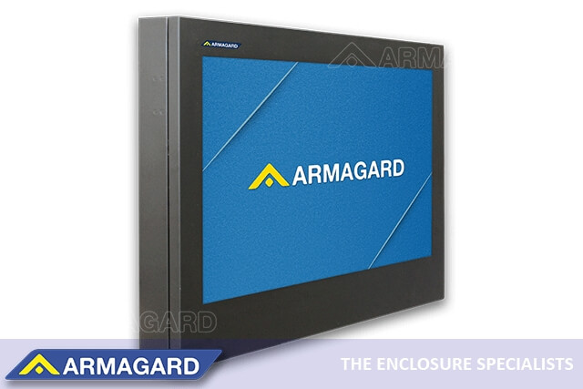 Odporna na warunki atmosferyczne obudowa Armagard do digital signage na lotniskach
