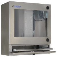 Szafa na komputer ze stali nierdzewnej Armagard do środowisk higienicznych i mytych strumieniem wody