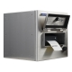 Szafka przeciwpyłowa do drukarki biurkowe etykiet, widok z lewej, zamknięta z otwartą klapką